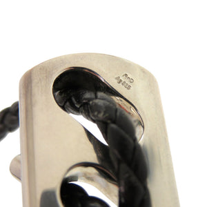 美品 エルメス レザー シルバー925 ブラック シルバー金具 黒 ブレスレット 1124【中古】HERMES