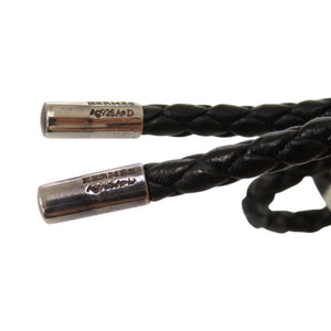 美品 エルメス レザー シルバー925 ブラック シルバー金具 黒 ブレスレット 1124【中古】HERMES