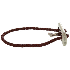 美品 エルメス レザー シルバー925 シルバー金具 茶 ブラウン ブレスレット 1126【中古】HERMES