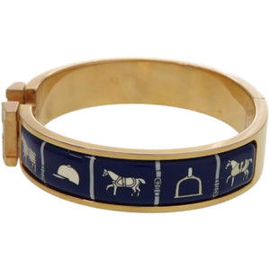 美品 エルメス クーベルチュール エ テニュ ドゥ ジュール クリックH F1 02 40 メタル ブルー 青 バングル 1127【中古】HERMES