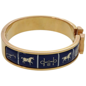 美品 エルメス クーベルチュール エ テニュ ドゥ ジュール クリックH F1 02 40 メタル ブルー 青 バングル 1127【中古】HERMES