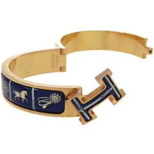 美品 エルメス クーベルチュール エ テニュ ドゥ ジュール クリックH F1 02 40 メタル ブルー 青 バングル 1127【中古】HERMES