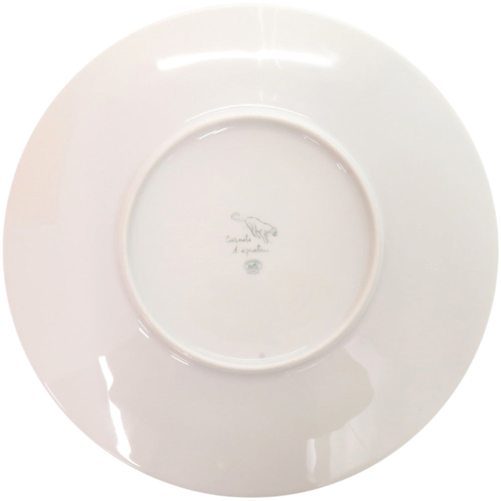 未使用品 エルメス ディナープレート 皿 赤道直下のスケッチ ジャガー柄 陶器 ゴールド 白 食器 1145【中古】HERMES