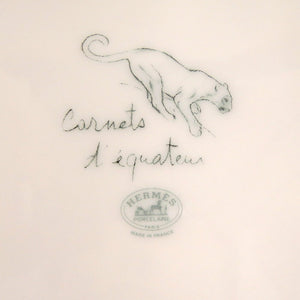 未使用品 エルメス ディナープレート 皿 赤道直下のスケッチ ジャガー柄 陶器 ゴールド 白 食器 1145【中古】HERMES