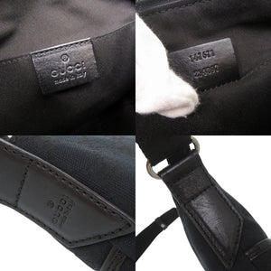 美品 グッチ 147671 GGキャンバス レザー ブラック ショルダーバッグ 黒 1168【中古】GUCCI