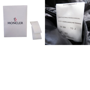 美品 モンクレール ロゴワッペン フード付き ショートダウンジャケット DAUPHINELL H20911A002465099M ラムスキン ブラック 1184【中古】MONCLER