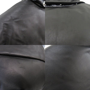 美品 モンクレール ロゴワッペン フード付き ショートダウンジャケット DAUPHINELL H20911A002465099M ラムスキン ブラック 1184【中古】MONCLER