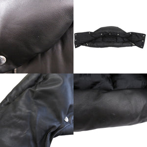 美品 モンクレール ロゴワッペン フード付き ショートダウンジャケット DAUPHINELL H20911A002465099M ラムスキン ブラック 1184【中古】MONCLER