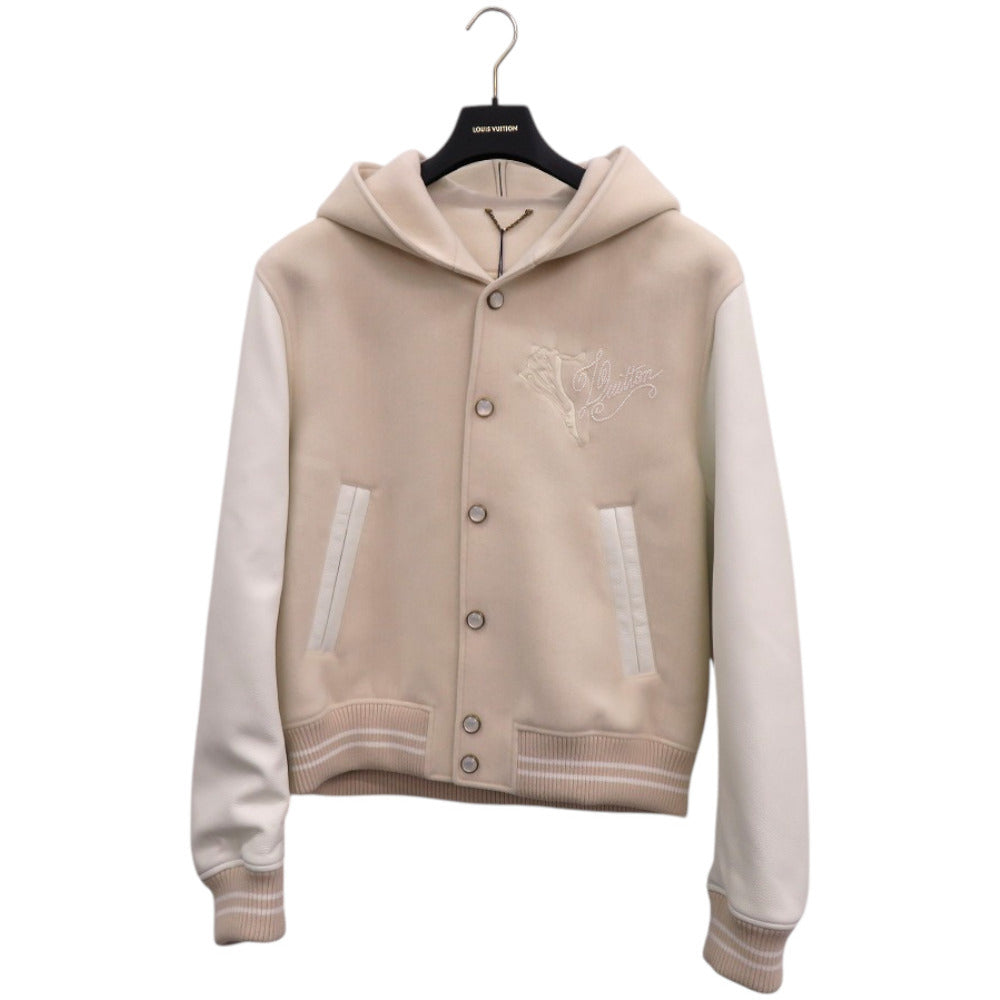 未使用品 ルイ ヴィトン セーラー バーシティ 1AFQM3 カーフ ウール ガラス ベージュ LV 白 ブルゾン 1185【中古】LOUIS VUITTON