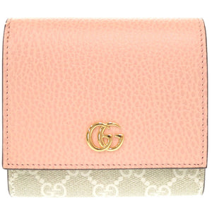 未使用 グッチ GGスプリーム ピンク ベージュ 598587 二つ折り財布 1200 【中古】 GUCCI