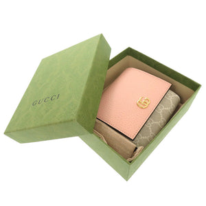 未使用 グッチ GGスプリーム ピンク ベージュ 598587 二つ折り財布 1200 【中古】 GUCCI