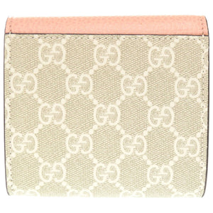 未使用 グッチ GGスプリーム ピンク ベージュ 598587 二つ折り財布 1200 【中古】 GUCCI