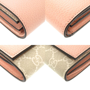未使用 グッチ GGスプリーム ピンク ベージュ 598587 二つ折り財布 1200 【中古】 GUCCI