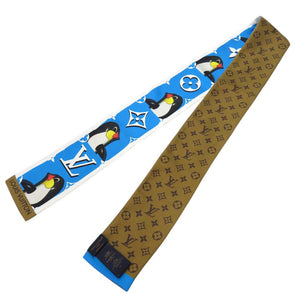 新品同様 ルイ ヴィトン バンドー アニモグラム ペンギン Sun Yitian M90758 スカーフ シルク ブルー LV 1201【中古】LOUIS VUITTON