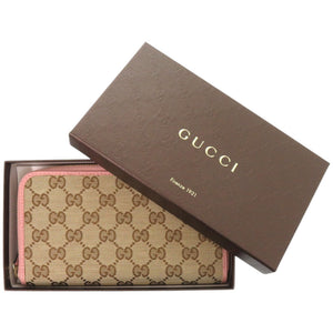 新品同様 グッチ ラウンドファスナー 363423 GGスプリームキャンバス ベージュ 長財布 1215【中古】GUCCI