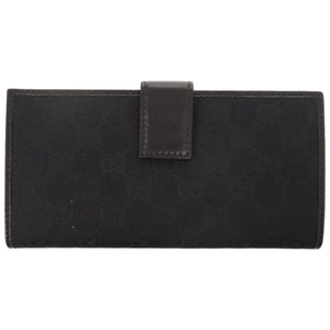 美品 グッチ インターロッキングG 181593 GGキャンバス ブラック 黒 長財布 1216【中古】GUCCI