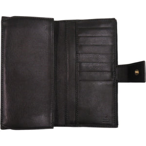 美品 グッチ インターロッキングG 181593 GGキャンバス ブラック 黒 長財布 1216【中古】GUCCI