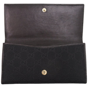 美品 グッチ インターロッキングG 181593 GGキャンバス ブラック 黒 長財布 1216【中古】GUCCI