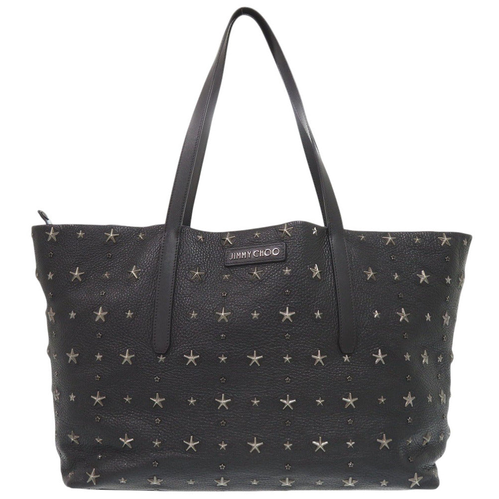 ジミーチュウ ピムリコ スモール スタースタッズ カーフレザー ブラック トートバッグ 黒 1218【中古】JIMMY CHOO