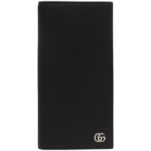 新品同様 グッチ ダブルG ロングウォレット 835054 グレインレザー ブラック グレー 長財布 1243【中古】GUCCI