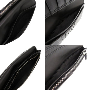 新品同様 グッチ ダブルG ロングウォレット 835054 グレインレザー ブラック グレー 長財布 1243【中古】GUCCI