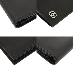 新品同様 グッチ ダブルG ロングウォレット 835054 グレインレザー ブラック グレー 長財布 1243【中古】GUCCI
