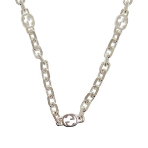 美品 グッチ チェーン インターロッキングG シルバー925 シルバー ネックレス 1244【中古】GUCCI