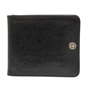美品 クロムハーツ 1snap ワンスナップ クロスボール レザー ブラック 二つ折り財布 黒 1254【中古】CHROME HEARTS