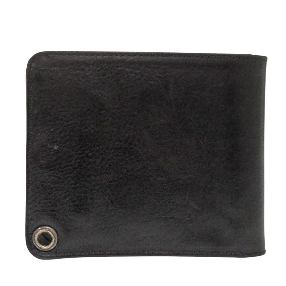 美品 クロムハーツ 1snap ワンスナップ クロスボール レザー ブラック 二つ折り財布 黒 1254【中古】CHROME HEARTS