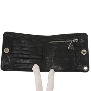 美品 クロムハーツ 1snap ワンスナップ クロスボール レザー ブラック 二つ折り財布 黒 1254【中古】CHROME HEARTS