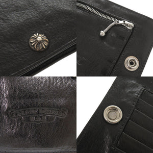 美品 クロムハーツ 1snap ワンスナップ クロスボール レザー ブラック 二つ折り財布 黒 1254【中古】CHROME HEARTS