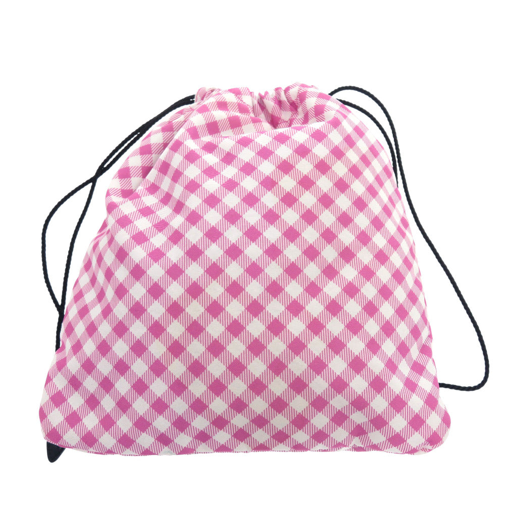 ミュウミュウ 5NG005 巾着ポーチ ギンガムチェック ナイロン ピンク ポーチ 1286【中古】MIUMIU