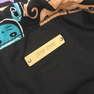 新品同様 ミュウミュウ キャット 猫 ナイロン マルチカラー ポーチ 巾着ポーチ 1287【中古】MIUMIU