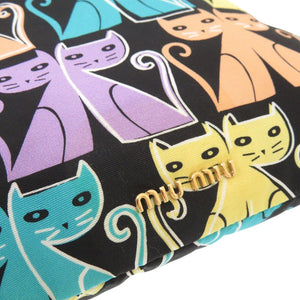 新品同様 ミュウミュウ キャット 猫 ナイロン マルチカラー ポーチ 巾着ポーチ 1287【中古】MIUMIU