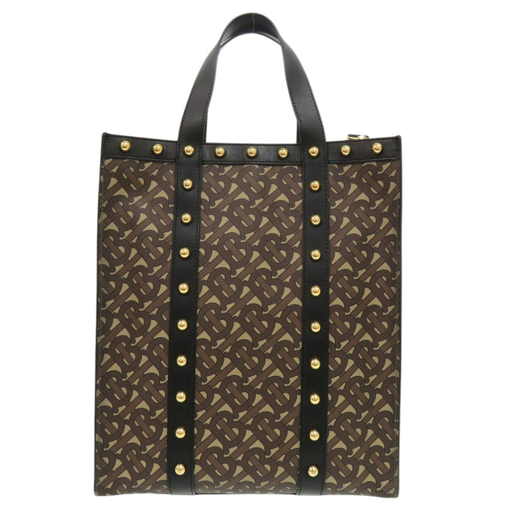 美品 バーバリー TB スモール 8025068 PVCコーティングキャンバス ブラウン トートバッグ 2way ハンドバッグ 1291【中古】BURBERRY