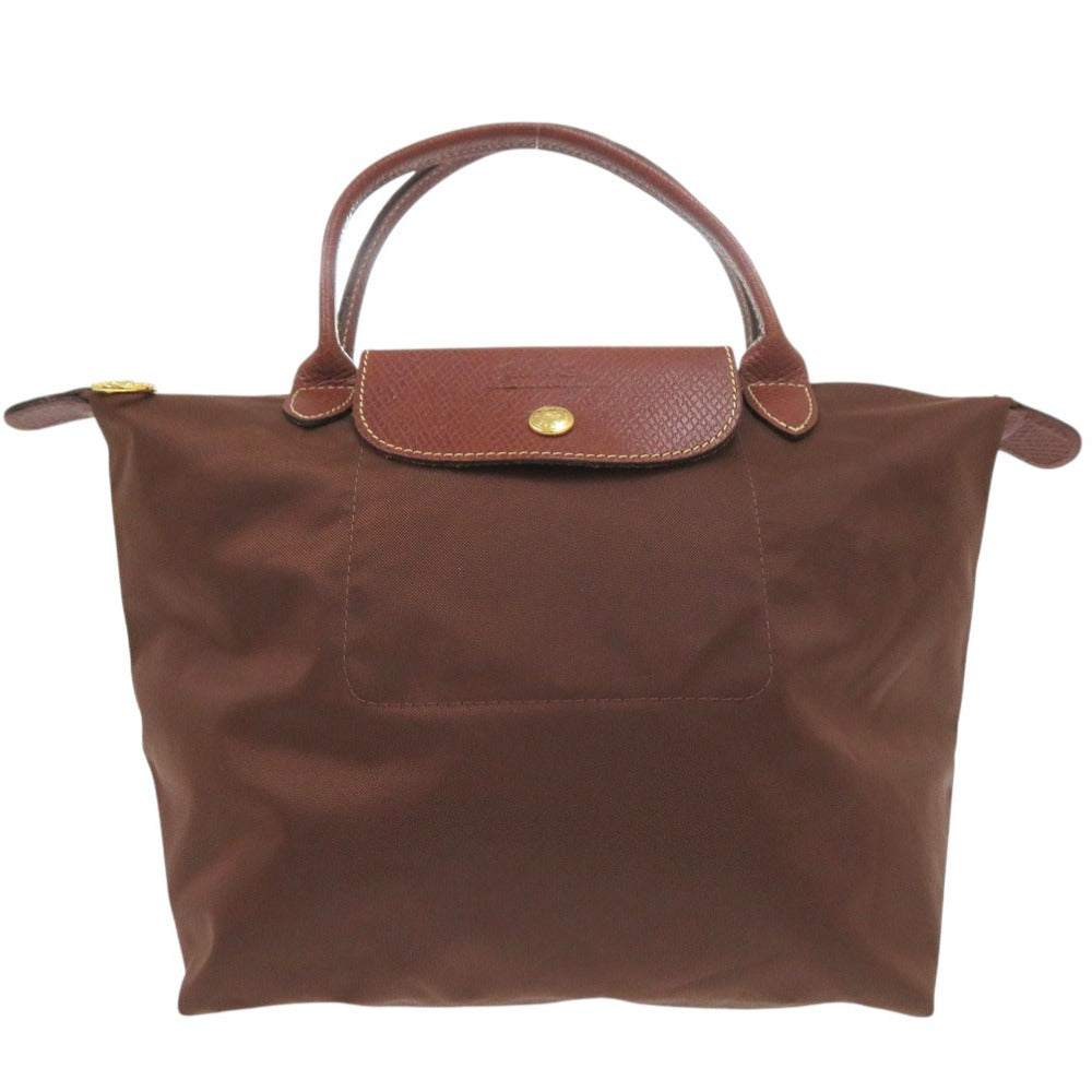 ロンシャン LES PLIAGES LONGCHAMP TYPE B プリアージュ ハンドバッグ 軽量 折りたたみ ナイロン レザー ブラウン 1299【中古】Longchamp