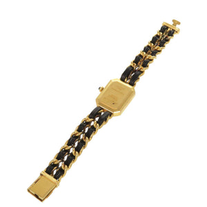 美品 シャネル プルミエール Mサイズ H0001 GP レザー ブラック ゴールド クオーツ 腕時計 黒文字盤 1299【中古】CHANEL