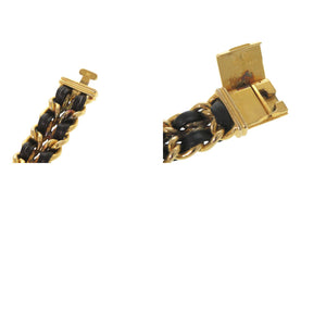 美品 シャネル プルミエール Mサイズ H0001 GP レザー ブラック ゴールド クオーツ 腕時計 黒文字盤 1299【中古】CHANEL