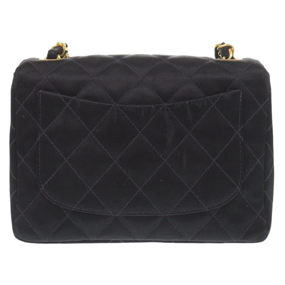 シャネル ミニマトラッセ サテン 3番台 ゴールド金具 ブラック ショルダーバッグ 黒 1299【中古】CHANEL