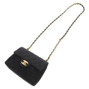 シャネル ミニマトラッセ サテン 3番台 ゴールド金具 ブラック ショルダーバッグ 黒 1299【中古】CHANEL