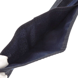 新品同様 ハンティングワールド デニム キャンバス レザー ブルー 三つ折り財布 青 1299【中古】HUNTING WORLD