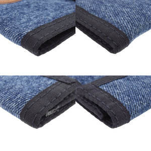 新品同様 ハンティングワールド デニム キャンバス レザー ブルー 三つ折り財布 青 1299【中古】HUNTING WORLD