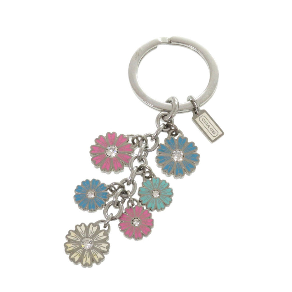 コーチ フラワー 花 メタル シルバー ピンク ブルー キーホルダー 1320【中古】COACH
