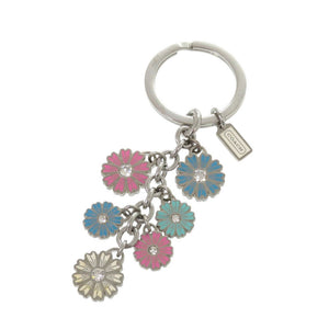 コーチ フラワー 花 メタル シルバー ピンク ブルー キーホルダー 1320【中古】COACH