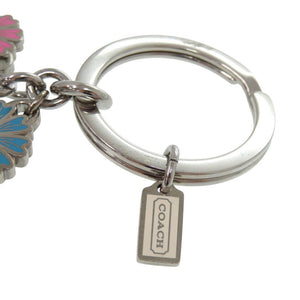 コーチ フラワー 花 メタル シルバー ピンク ブルー キーホルダー 1320【中古】COACH