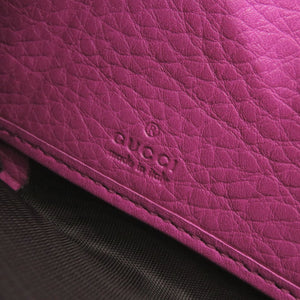 美品 グッチ バンブー 307984 レザー マゼンタ ラウンドファスナー 長財布 1329【中古】GUCCI