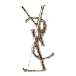 新品同様 サンローラン パリ YSL ロゴ メタル シルバー ブローチ アクセサリー 1332 【中古】 SAINT LAURENT PARIS