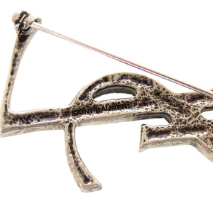 新品同様 サンローラン パリ YSL ロゴ メタル シルバー ブローチ アクセサリー 1332 【中古】 SAINT LAURENT PARIS