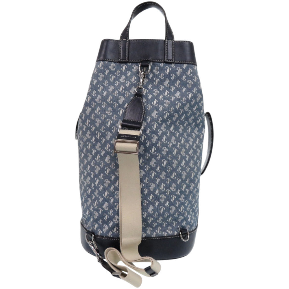 美品 ジミーチュウ エヴァン デニム JC モノグラム ワンショルダー KGCFV2 デイパック デニム レザー ネイビー 紺 リュック 1340【中古】JIMMY CHOO