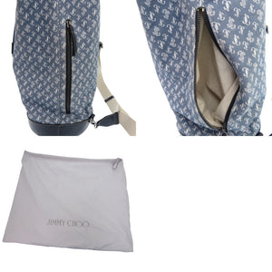 美品 ジミーチュウ エヴァン デニム JC モノグラム ワンショルダー KGCFV2 デイパック デニム レザー ネイビー 紺 リュック 1340【中古】JIMMY CHOO
